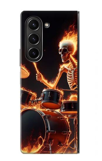S3985 Fire Skull Drummer Case Cover Custodia per Samsung Galaxy Z Fold 5