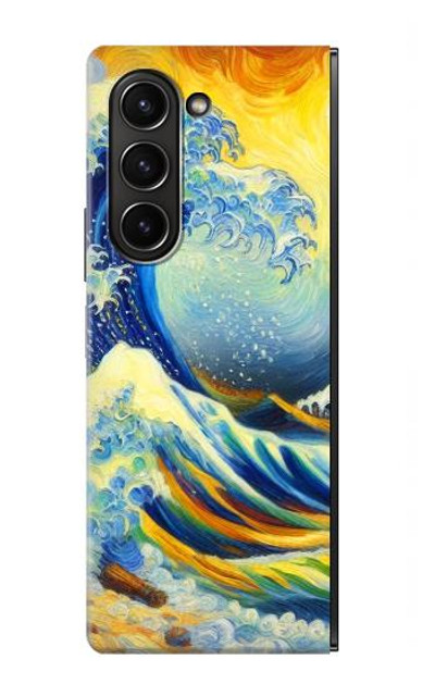 S4005 Oil Color Painting Great Waves Case Cover Custodia per Samsung Galaxy Z Fold 5