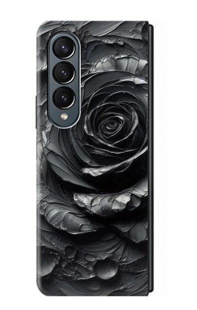 S3969 Black Rose Hard Brush Stroke Case Cover Custodia per Samsung Galaxy Z Fold 4