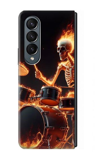 S3985 Fire Skull Drummer Case Cover Custodia per Samsung Galaxy Z Fold 4