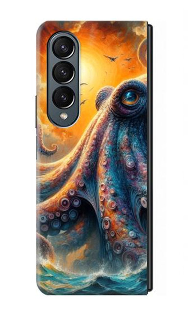 S4003 Oil Color Painting Giant Octopus Case Cover Custodia per Samsung Galaxy Z Fold 4