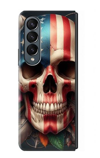 S4015 Skull American Flag Case Cover Custodia per Samsung Galaxy Z Fold 4