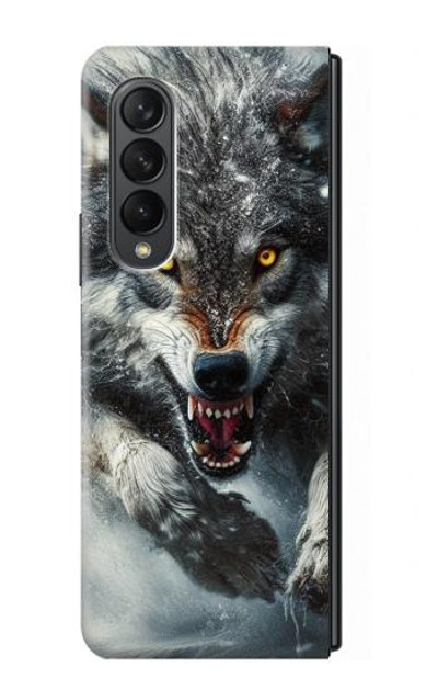 S3965 Angry Wolf Running Case Cover Custodia per Samsung Galaxy Z Fold 3 5G