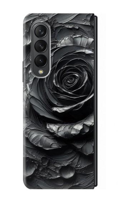 S3969 Black Rose Hard Brush Stroke Case Cover Custodia per Samsung Galaxy Z Fold 3 5G