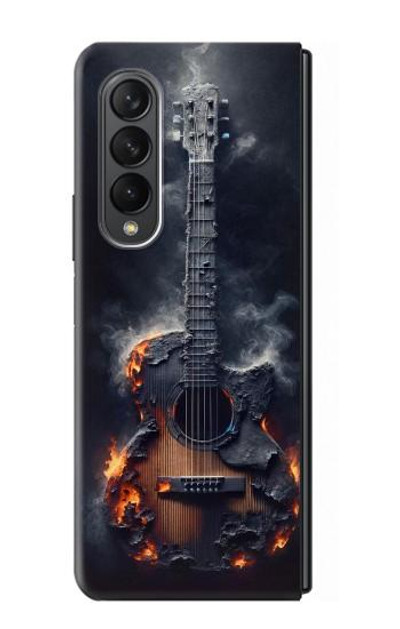 S3972 Burned Acoustic Guitar Graphic Case Cover Custodia per Samsung Galaxy Z Fold 3 5G