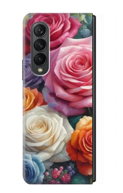 S3975 Colorful Roses Painting Case Cover Custodia per Samsung Galaxy Z Fold 3 5G