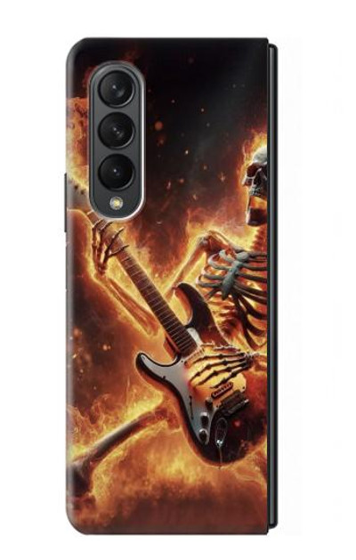 S3984 Fire Skeleton Playing Guitar Case Cover Custodia per Samsung Galaxy Z Fold 3 5G