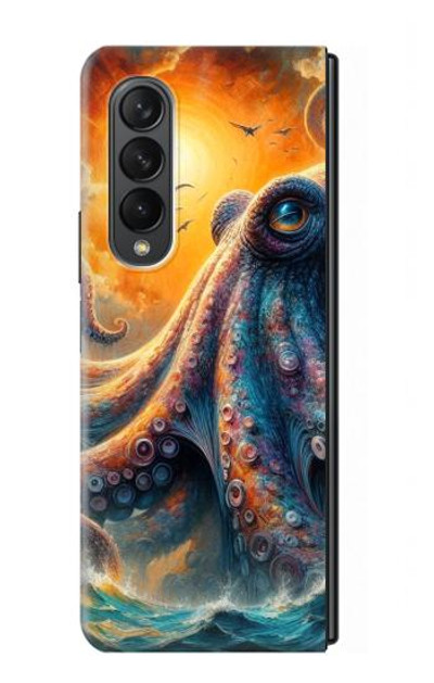 S4003 Oil Color Painting Giant Octopus Case Cover Custodia per Samsung Galaxy Z Fold 3 5G