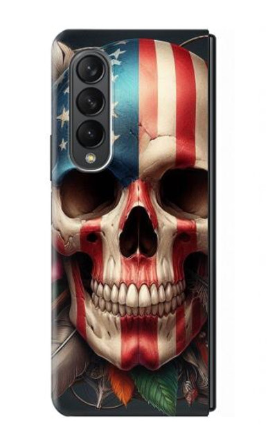 S4015 Skull American Flag Case Cover Custodia per Samsung Galaxy Z Fold 3 5G