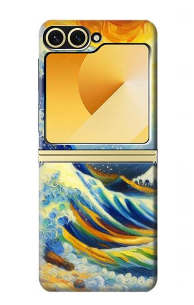 S4005 Oil Color Painting Great Waves Case Cover Custodia per Samsung Galaxy Z Flip 6
