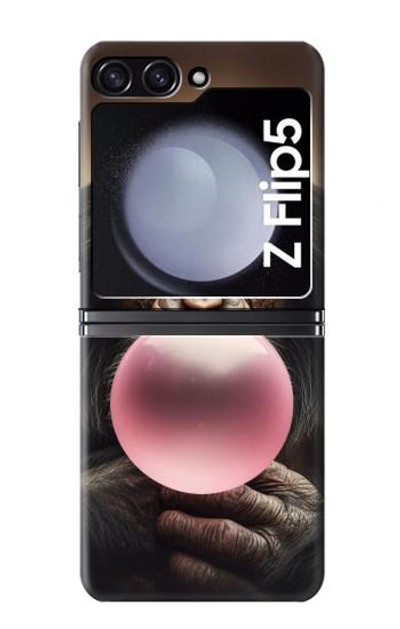 S3973 Chimpanzee Blowing Pink Bubblegum Case Cover Custodia per Samsung Galaxy Z Flip 5