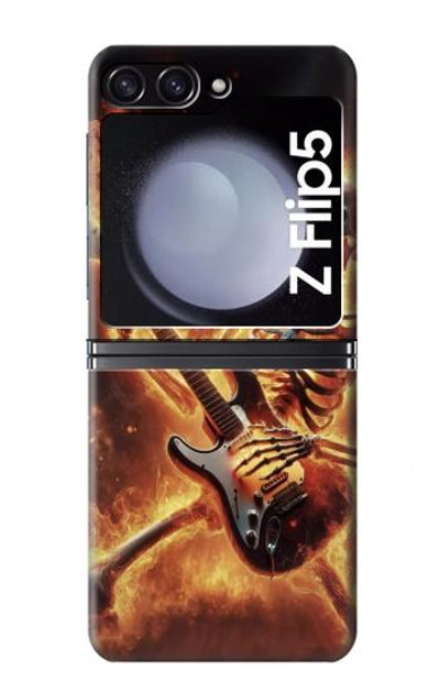 S3984 Fire Skeleton Playing Guitar Case Cover Custodia per Samsung Galaxy Z Flip 5