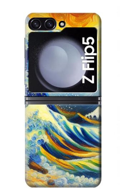 S4005 Oil Color Painting Great Waves Case Cover Custodia per Samsung Galaxy Z Flip 5