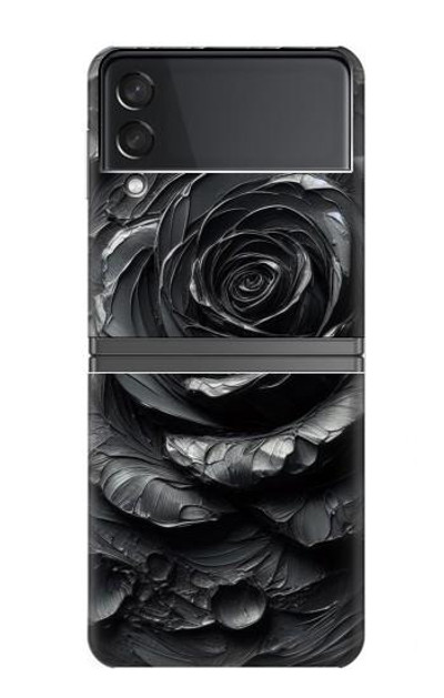 S3969 Black Rose Hard Brush Stroke Case Cover Custodia per Samsung Galaxy Z Flip 4