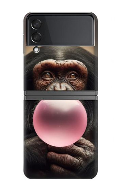 S3973 Chimpanzee Blowing Pink Bubblegum Case Cover Custodia per Samsung Galaxy Z Flip 4