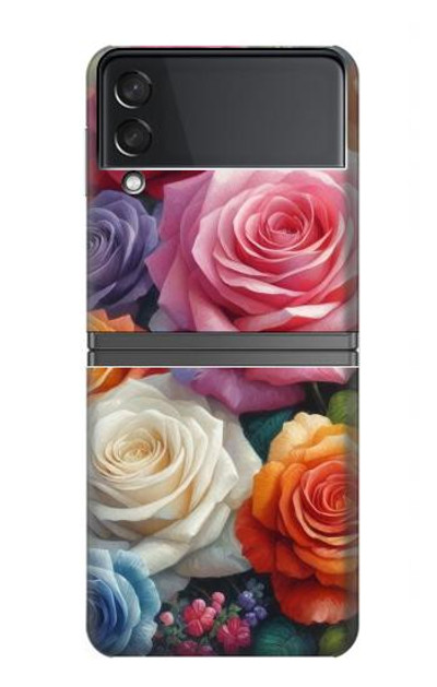S3975 Colorful Roses Painting Case Cover Custodia per Samsung Galaxy Z Flip 4
