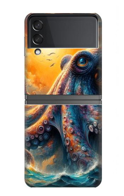 S4003 Oil Color Painting Giant Octopus Case Cover Custodia per Samsung Galaxy Z Flip 4