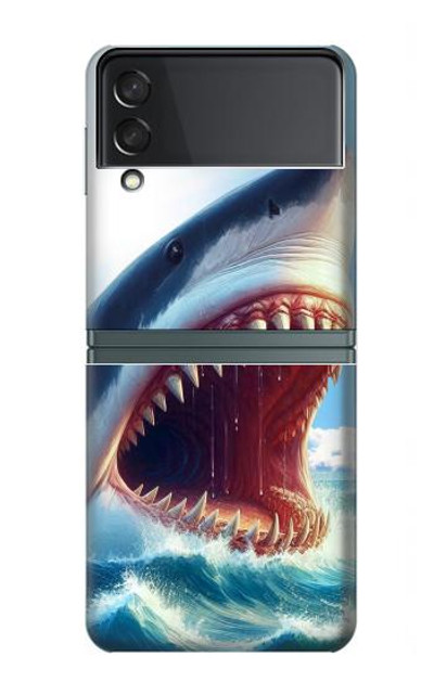 S4004 Oil Color Painting Giant Shark Case Cover Custodia per Samsung Galaxy Z Flip 3 5G