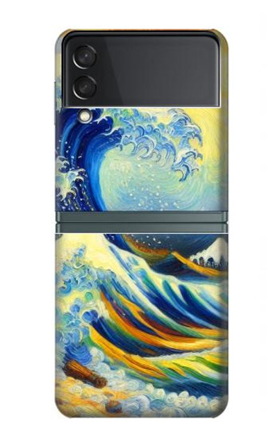 S4005 Oil Color Painting Great Waves Case Cover Custodia per Samsung Galaxy Z Flip 3 5G