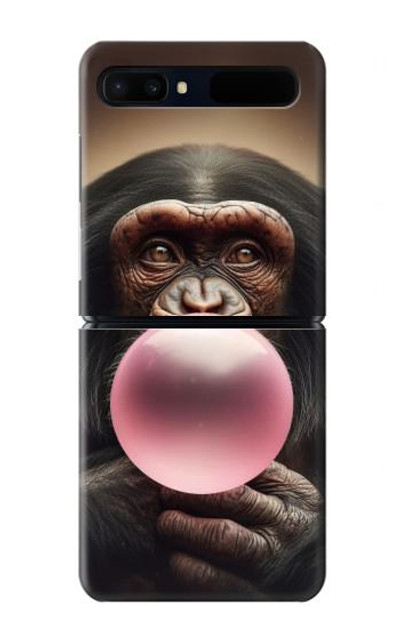 S3973 Chimpanzee Blowing Pink Bubblegum Case Cover Custodia per Samsung Galaxy Z Flip 5G