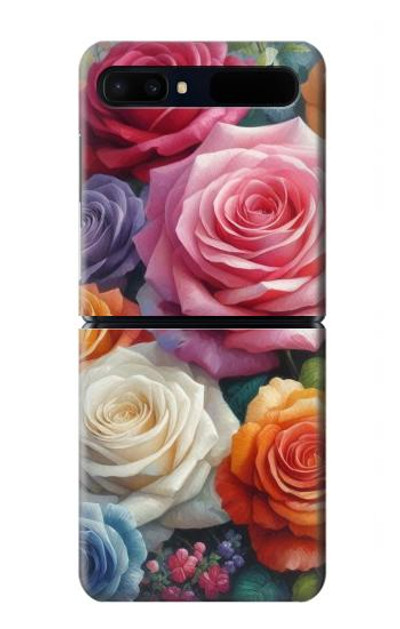 S3975 Colorful Roses Painting Case Cover Custodia per Samsung Galaxy Z Flip 5G