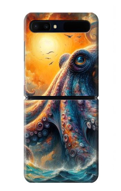 S4003 Oil Color Painting Giant Octopus Case Cover Custodia per Samsung Galaxy Z Flip 5G