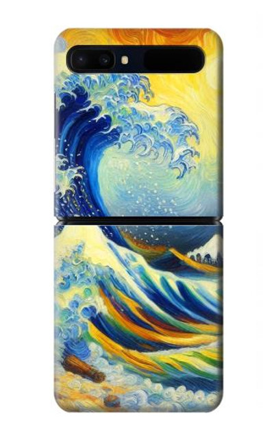S4005 Oil Color Painting Great Waves Case Cover Custodia per Samsung Galaxy Z Flip 5G