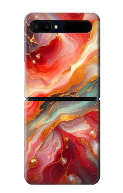 S4012 Red Marble Gold Veins Case Cover Custodia per Samsung Galaxy Z Flip 5G