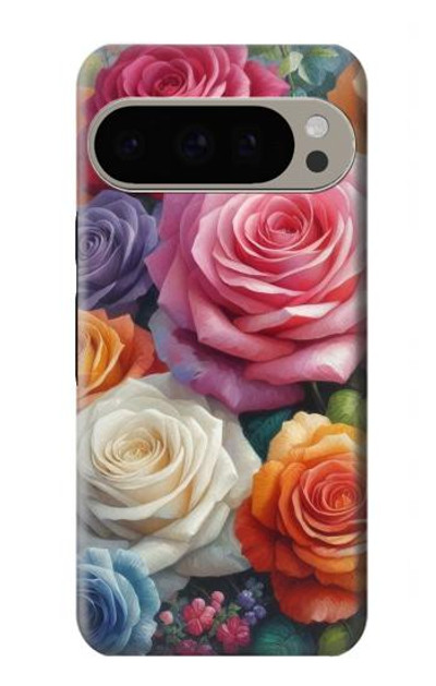 S3975 Colorful Roses Painting Case Cover Custodia per Google Pixel 9 Pro