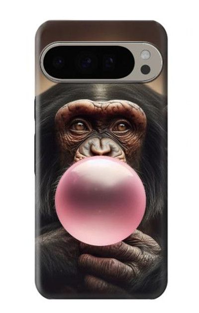 S3973 Chimpanzee Blowing Pink Bubblegum Case Cover Custodia per Google Pixel 9 Pro XL