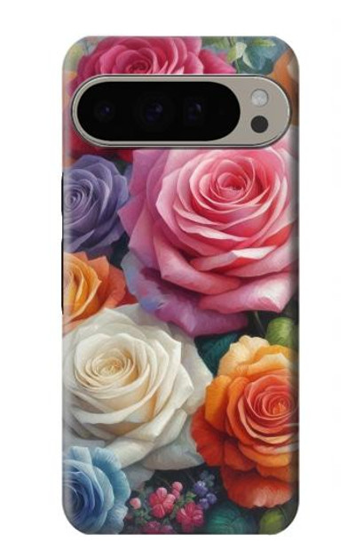 S3975 Colorful Roses Painting Case Cover Custodia per Google Pixel 9 Pro XL