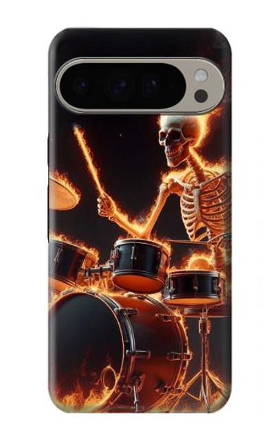 S3985 Fire Skull Drummer Case Cover Custodia per Google Pixel 9 Pro XL