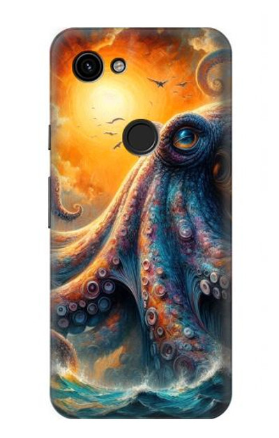 S4003 Oil Color Painting Giant Octopus Case Cover Custodia per Google Pixel 3a
