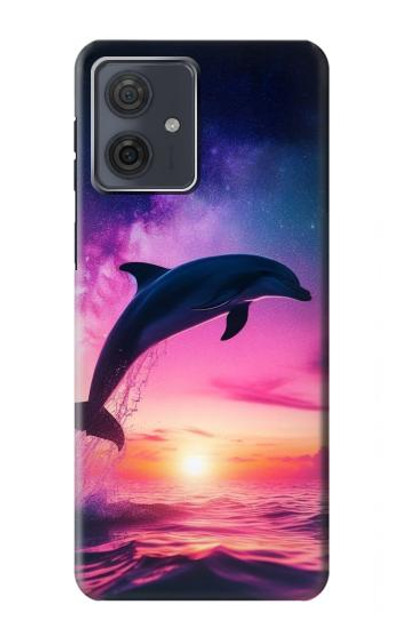 S3980 Dolphin Sunset Milky Way Case Cover Custodia per Motorola Moto G54