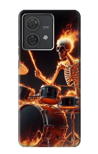 S3985 Fire Skull Drummer Case Cover Custodia per Motorola Edge 40 Neo