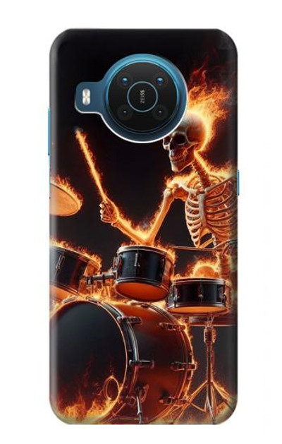 S3985 Fire Skull Drummer Case Cover Custodia per Nokia X20