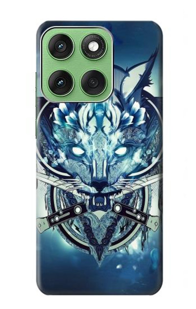 S1135 Wolf with knives Rock Case Cover Custodia per Motorola Edge 60