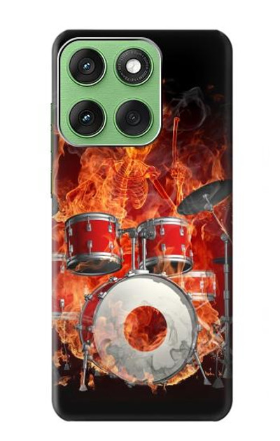 S1431 Skull Drum Fire Rock Case Cover Custodia per Motorola Edge 60