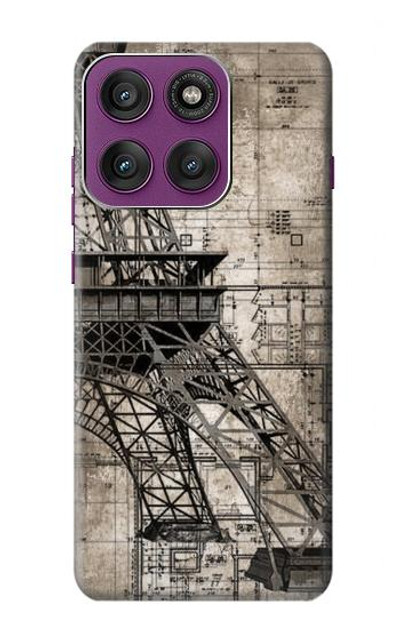 S3416 Eiffel Tower Blueprint Case Cover Custodia per Motorola Edge 60 Pro
