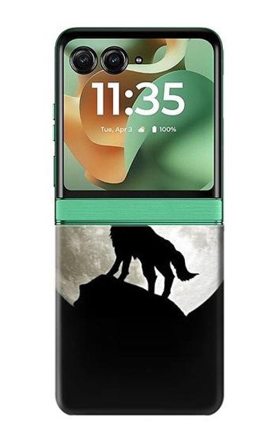 S1981 Wolf Howling at The Moon Case Cover Custodia per Motorola Razr 60, Razr 2025