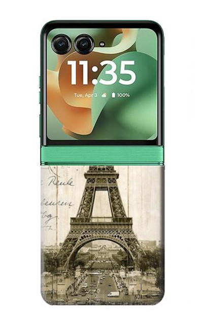 S2108 Eiffel Tower Paris Postcard Case Cover Custodia per Motorola Razr 60, Razr 2025 S2108 Eiffel Tower Paris Postcard Case Cover Custodia per Motorola Razr 60, Razr 2025