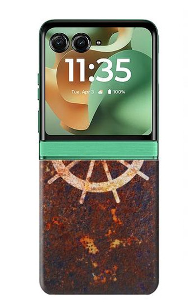 S2766 Ship Wheel Rusty Texture Case Cover Custodia per Motorola Razr 60, Razr 2025