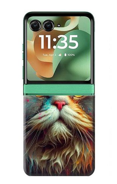 S3971 Cat Painted Color Case Cover Custodia per Motorola Razr 60, Razr 2025