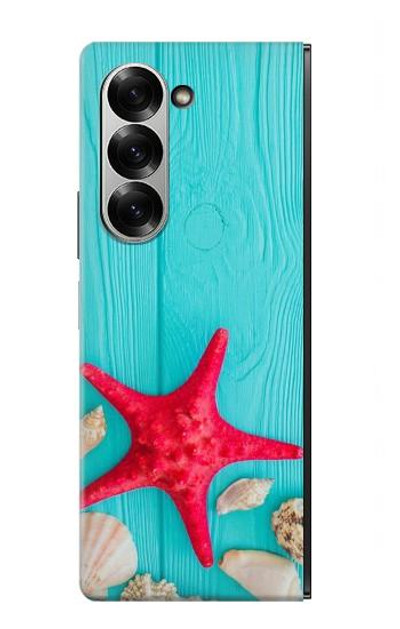 S3428 Aqua Wood Starfish Shell Case Cover Custodia per Samsung Galaxy Z Fold 7