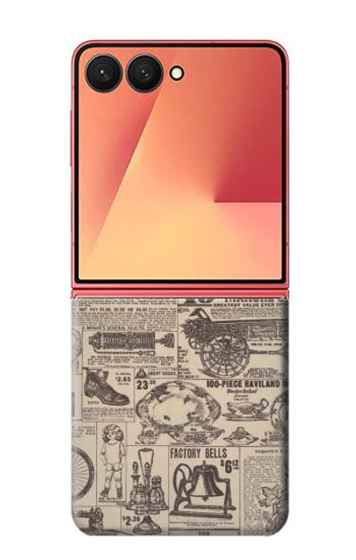 S3819 Retro Vintage Paper Case Cover Custodia per Samsung Galaxy Z Flip 7