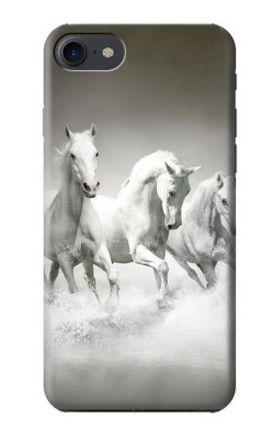 S0933 White Horses Case Cover Custodia per iPhone 7, iPhone 8