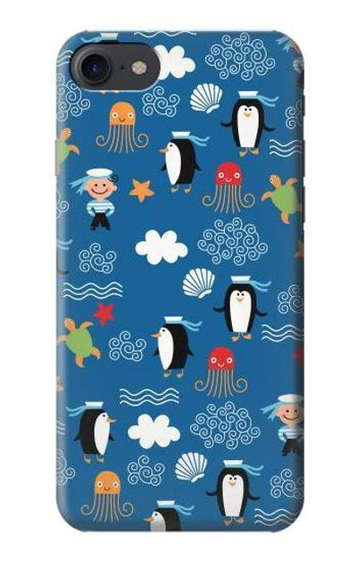 S2572 Marine Penguin Pattern Case Cover Custodia per iPhone 7, iPhone 8