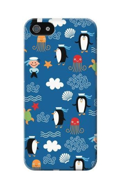 S2572 Marine Penguin Pattern Case Cover Custodia per iPhone 5C