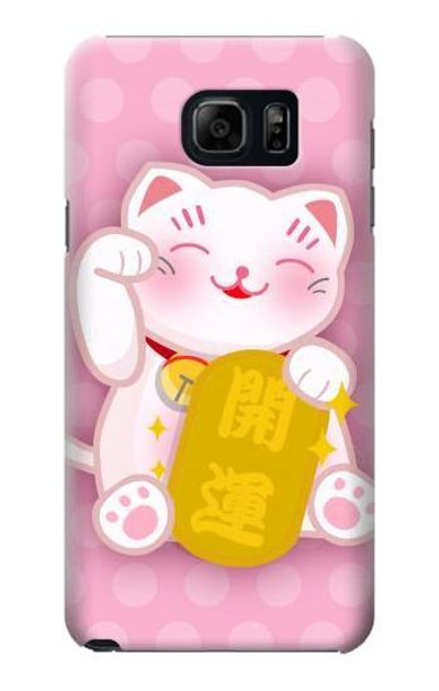 S3025 Pink Maneki Neko Lucky Cat Case Cover Custodia per Samsung Galaxy S6 Edge Plus