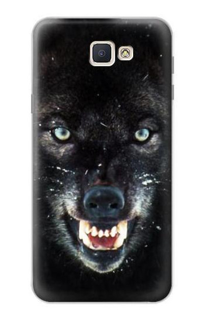 S2823 Black Wolf Blue Eyes Face Case Cover Custodia per Samsung Galaxy J7 Prime (SM-G610F)